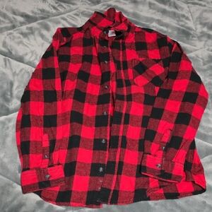Red and Black Plaid Button Down Shirt for Kids